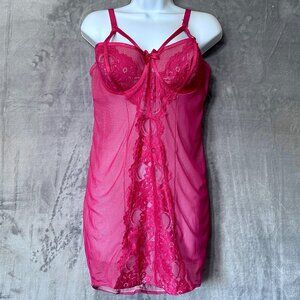 Torrid Chemise Sheer Pink with Lace Detailing Size 0